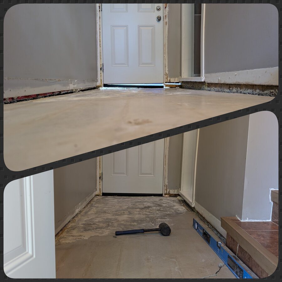 Commercial doorway slab leveled at the threshold, Edmonton