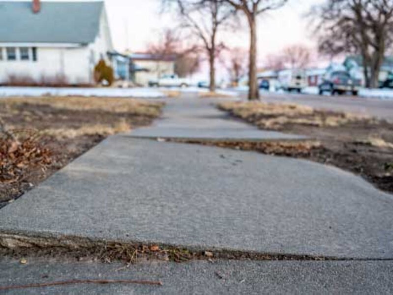 Sunken sidewalk Edmonton trip hazard